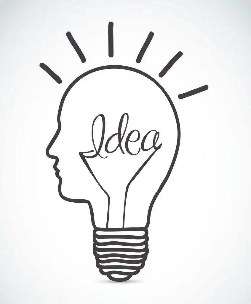 Hand-drawn light bulb with “Idea”, concept stage for custom glass bottle design.