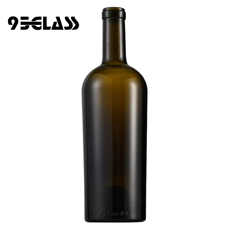 750ml bottle of wine in dark amber glass with Bordeaux shape, ideal for premium storage.