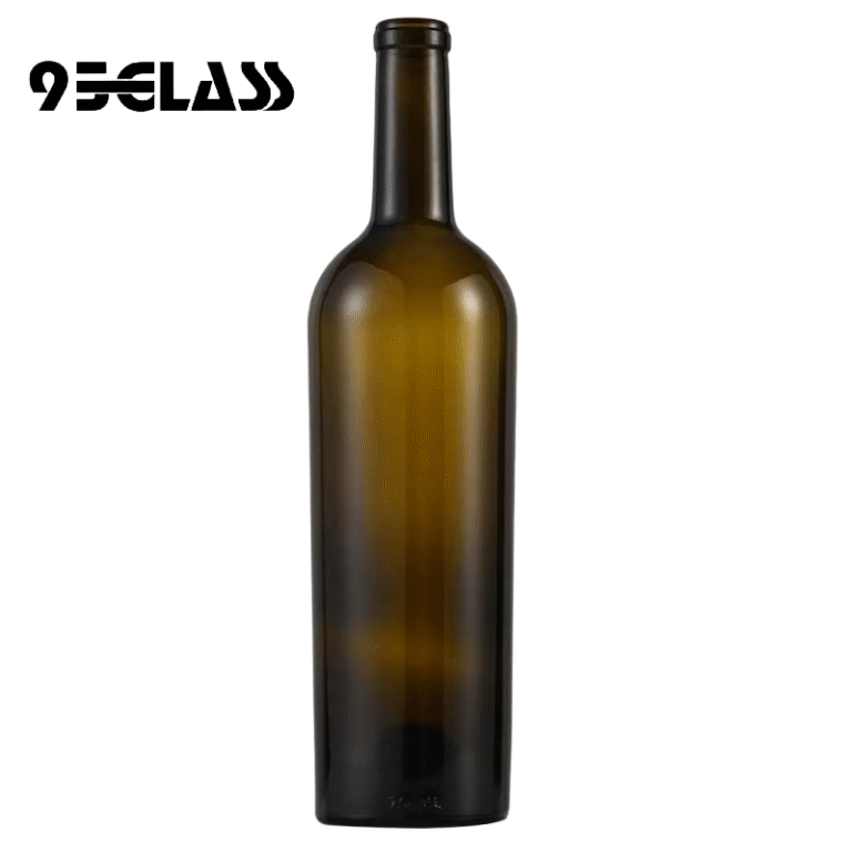 Bulk wine bottles in dark amber glass with Bordeaux silhouette, ideal for large-scale wine packaging.