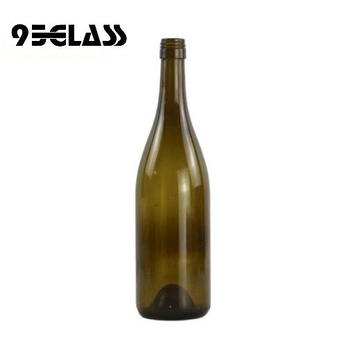 Glass wine bottles in deep brown tone with long neck, ideal for wine preservation.