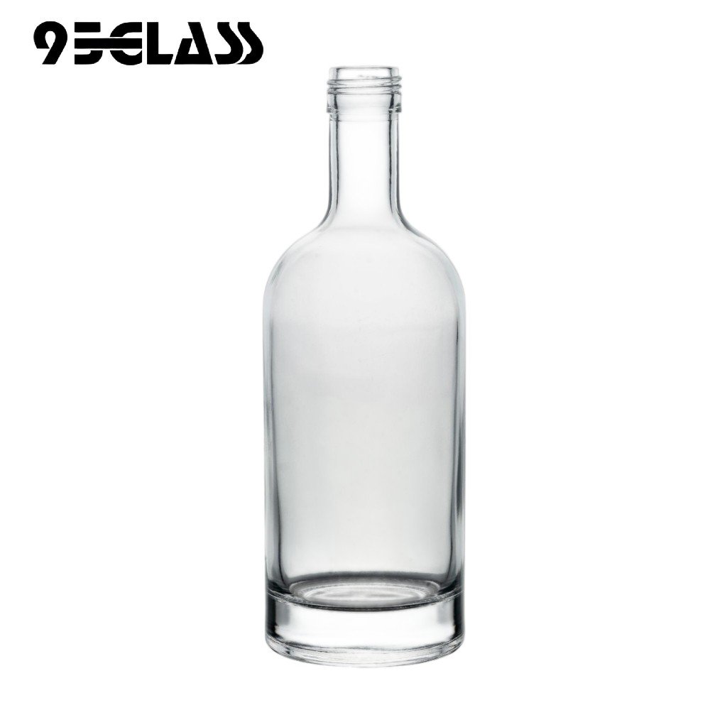 500ml clear cylindrical thick base screw mouth spirit bottle, ideal for spirits packaging.