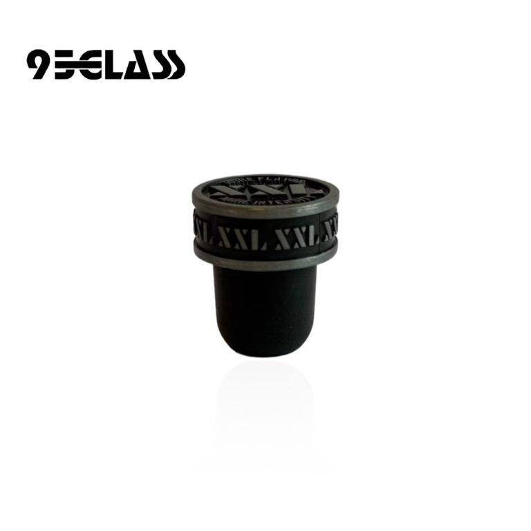 Black zinc alloy bar top cork with embossed pattern for spirits bottles