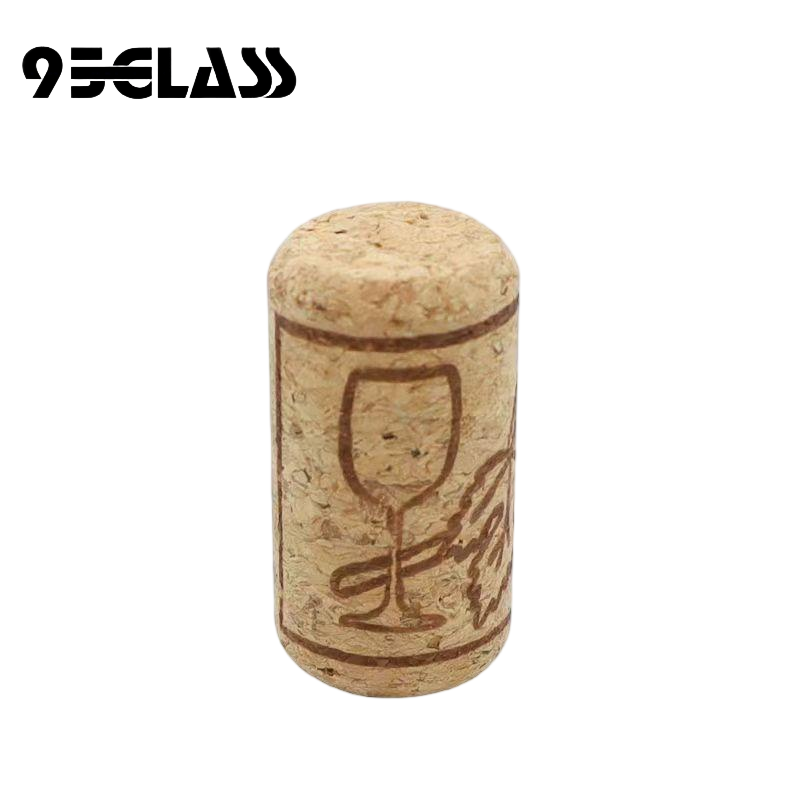 21x39mm micro granule wine cork with rounded ends and wine glass engraving