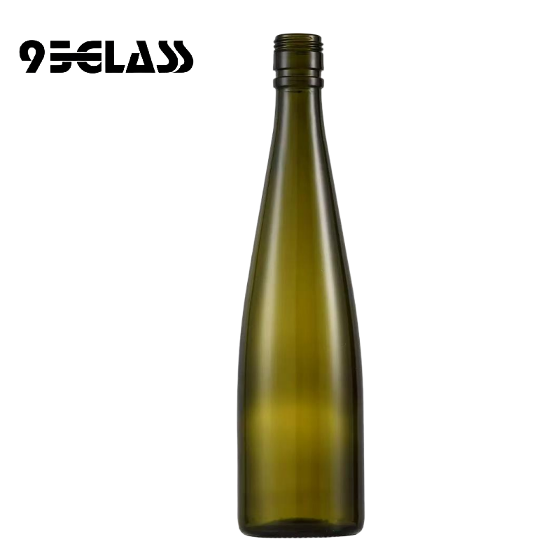 500ml slim tall green glass wine bottle with screw top finish